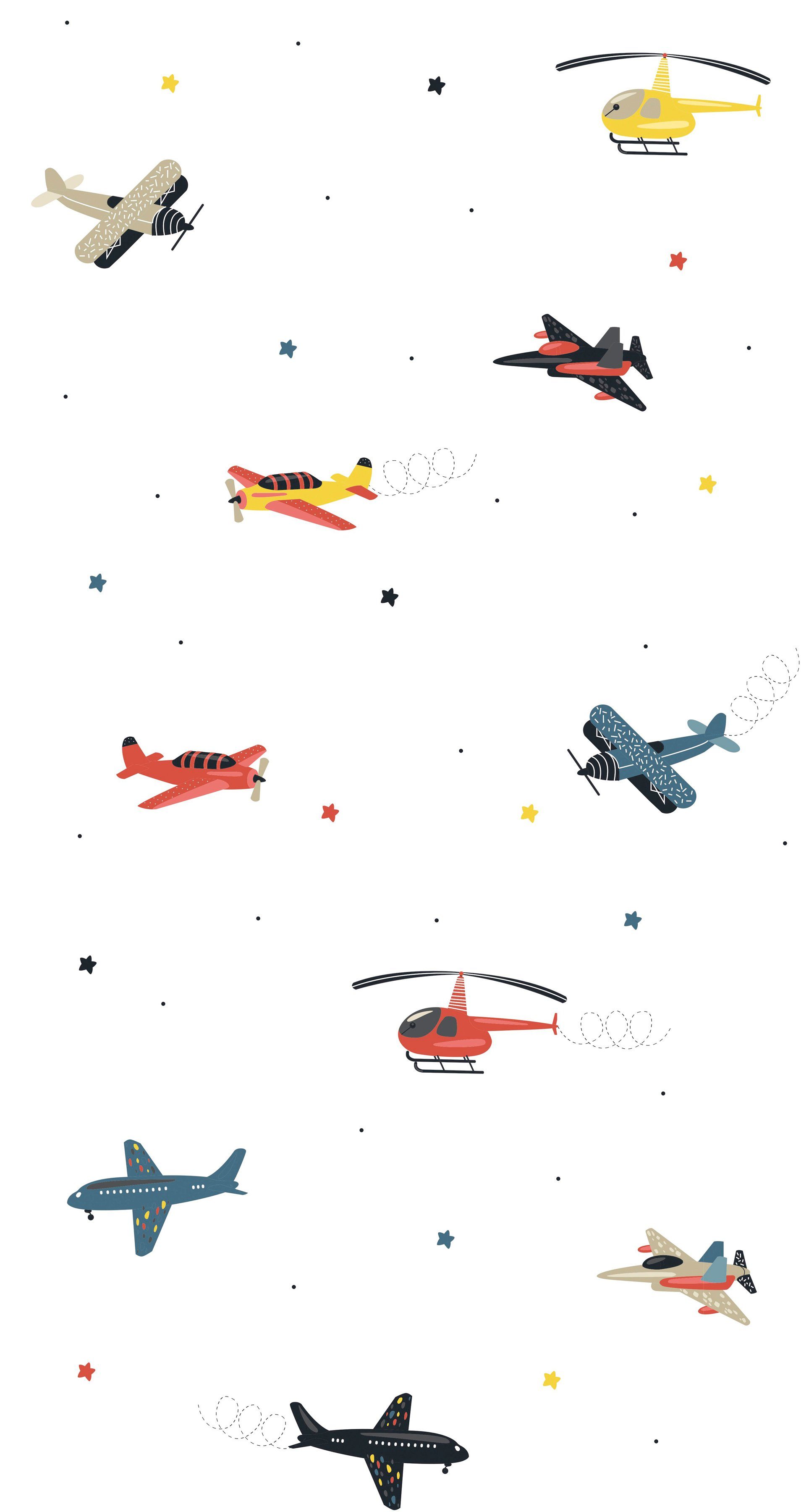Marburg Kindertapete, matt, gut St), Flugzeuge, (1 Hubschrauber, lichtbeständig, hochwaschbeständig