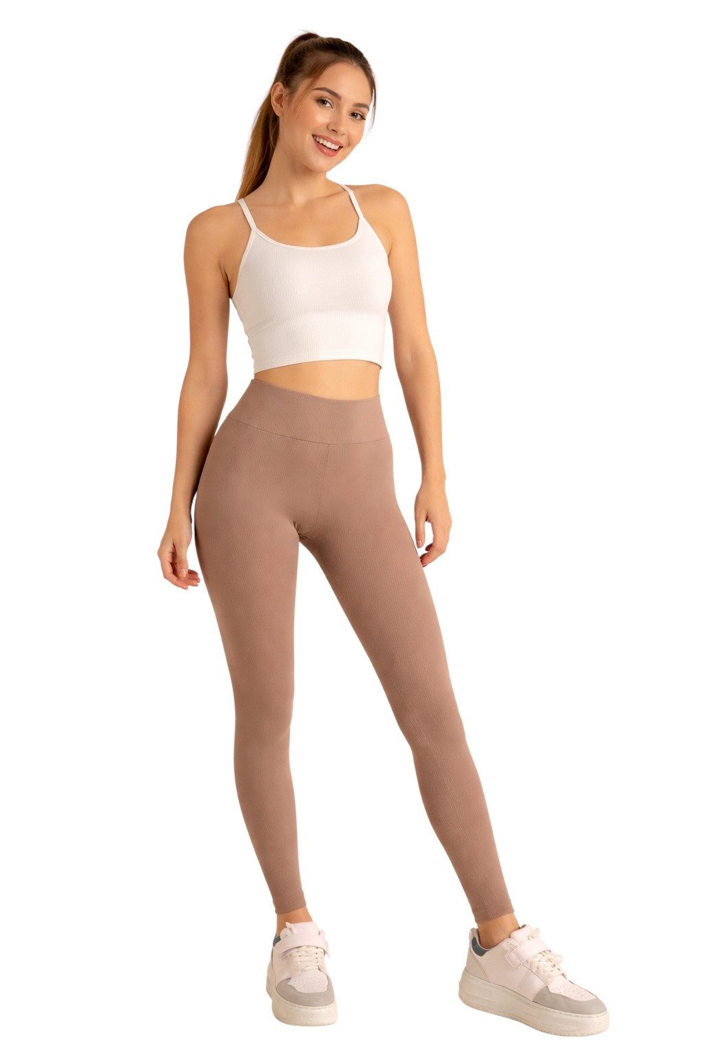 Leggings Gerippt mit Fleecefutter High Waist – figurbetont, elastisch & wärmend