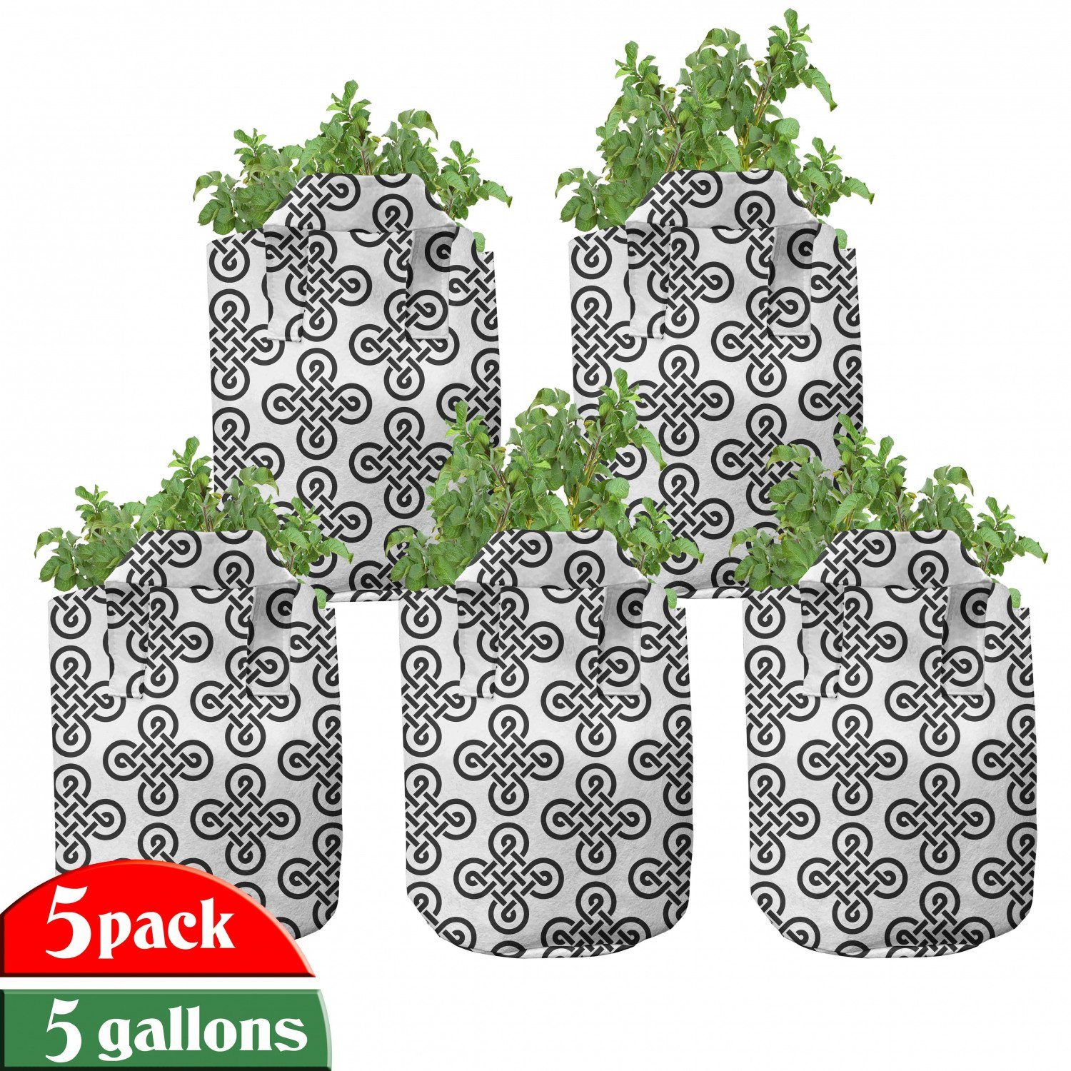 Abakuhaus Pflanzkübel hochleistungsfähig Stofftöpfe Griffen irisch Pflanzen, mit für Old-Fashion-Knoten-Motive