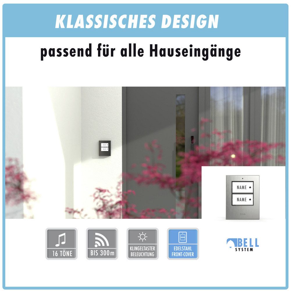 m-e Türklingel m-e modern-electronics 100151 Funkklingel Komplett-Set beleuchtet, kla