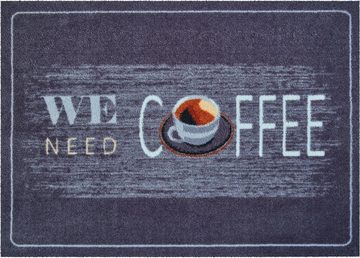 Fußmatte Coffee, Grund, rechteckig, Höhe: 8 mm, Schmutzfangmatte, mit Spruch, In- und Outdoor geeignet, waschbar, den