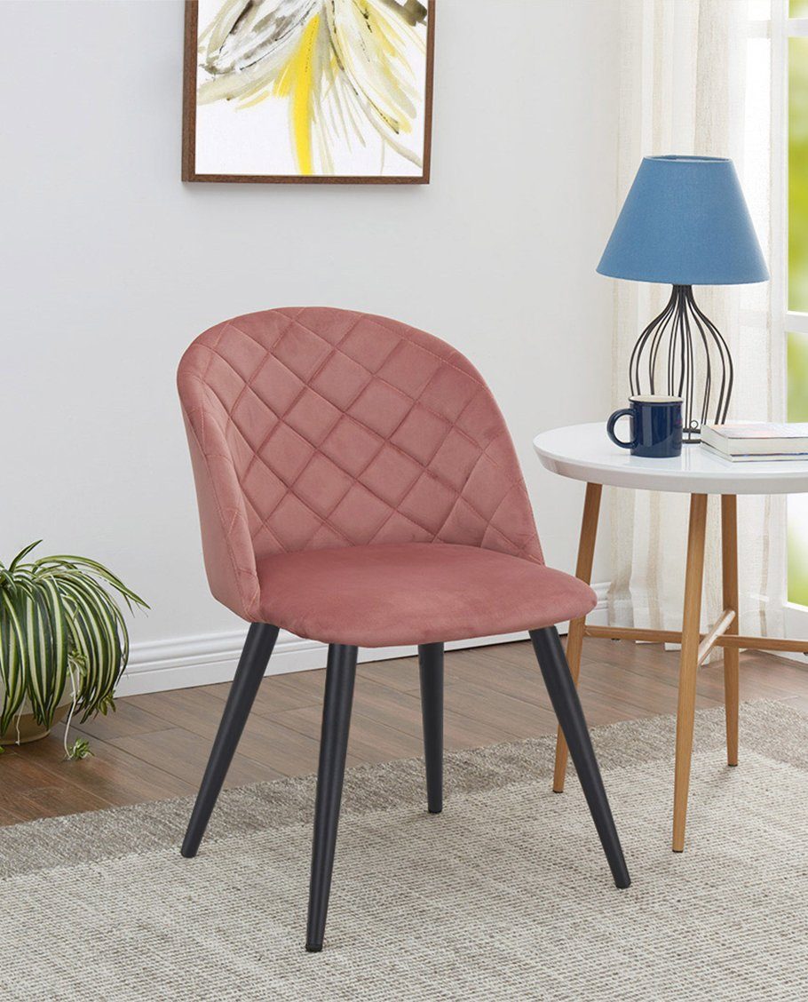 aus Esszimmerstuhl Pink Polsterstuhl Esszimmerstuhl, 2er Samt Design Set Stoff Duhome Retro Stuhl