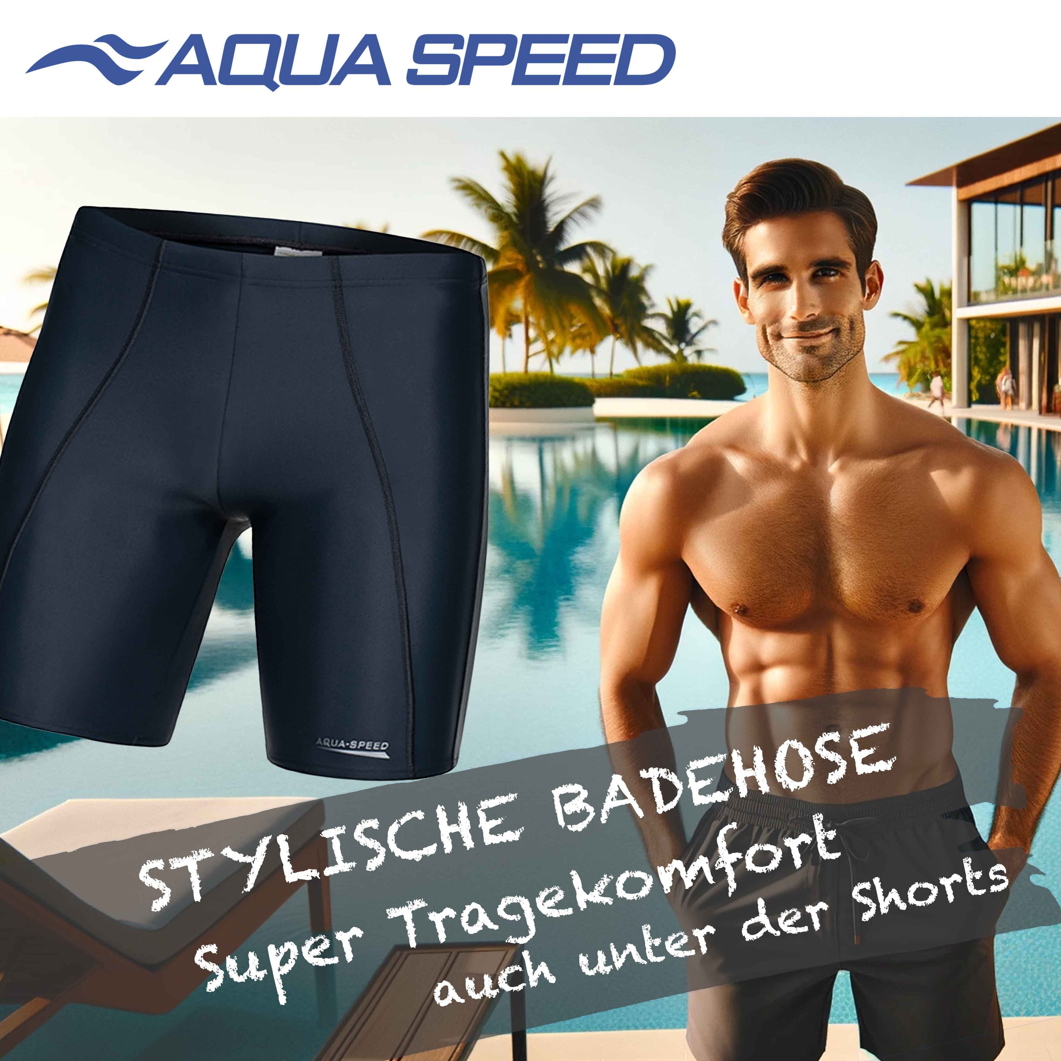 Aqua Speed Badehose Kompressionshose Herren Titanium XL Dehnbar & stabil (Perfekt für Schwimmer, Triathleten & intensives Ausdauertraining) Reduziert Wasserwiderstand & verbessert die Schwimmtechnik