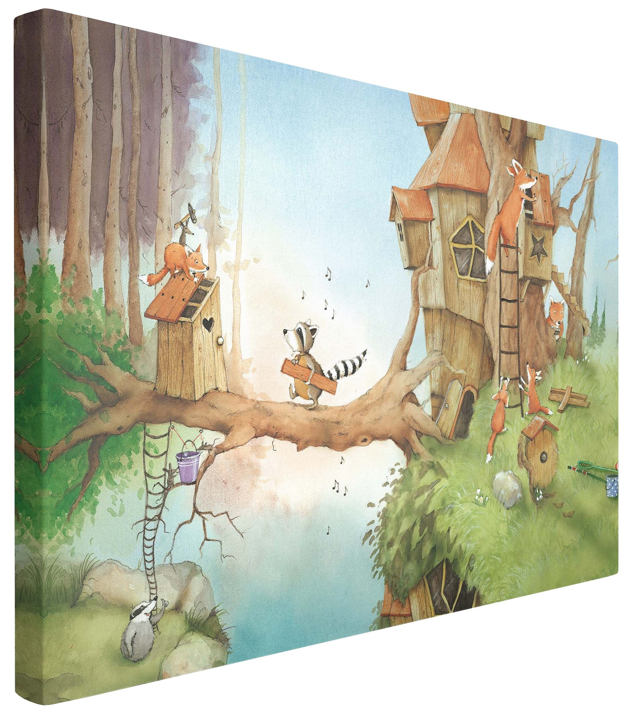 Bilderdepot24 Leinwandbild Waldtiere Natur Waschbär Wassili günstig online kaufen
