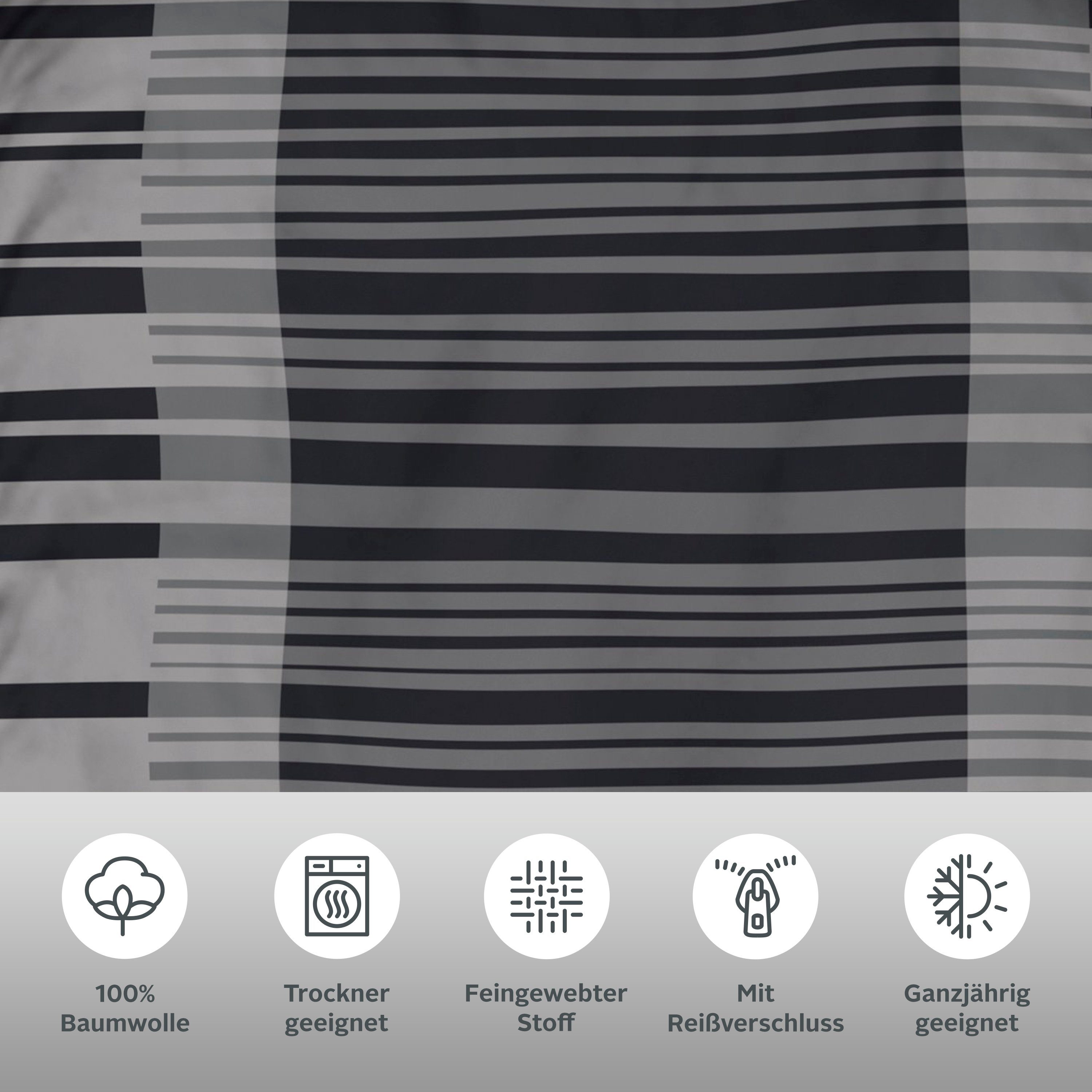 Bruno Banani Bettwäsche Cameo in Gr. 135x200 oder 155x220 cm, Renforcé, 2 teilig, Bettwäsche aus Baumwolle, Bettwäsche im Streifen-Design