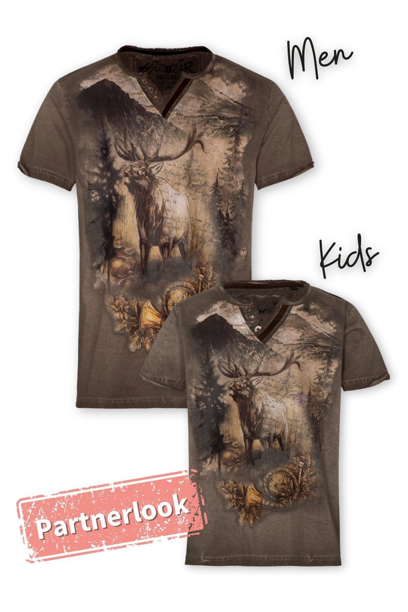 Trachtenhemd Trachtenshirt Kind - DIETRICH KIDS - braun