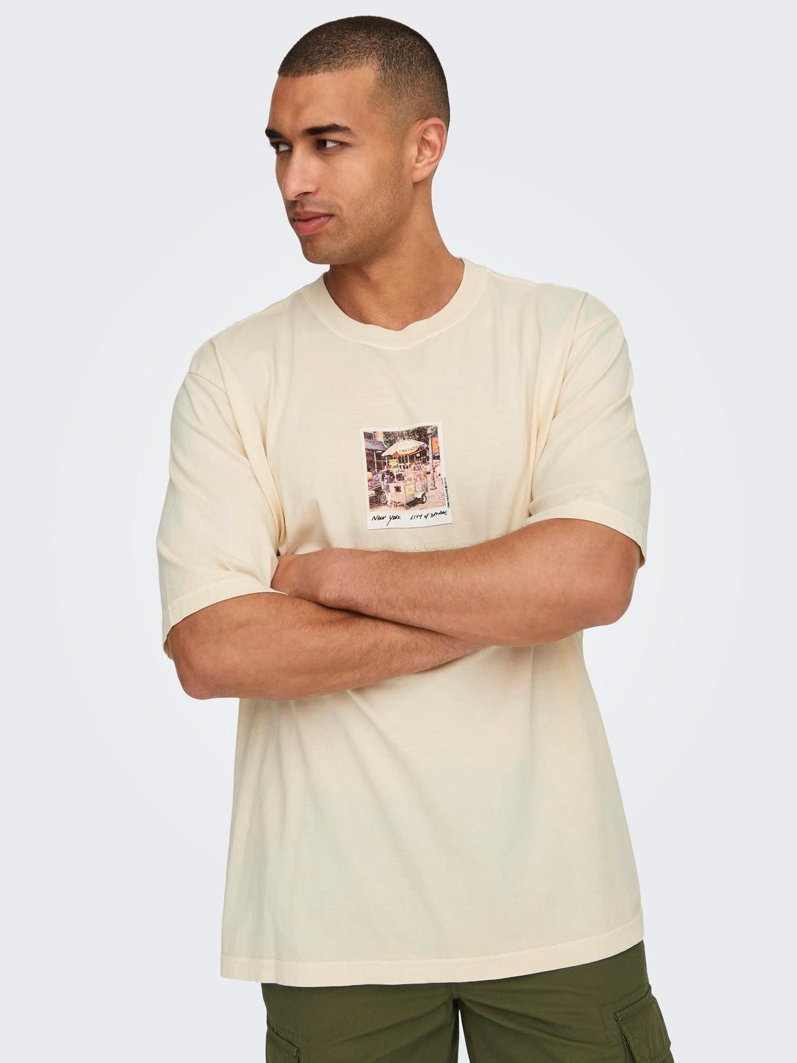 ONLY & SONS T-Shirt loose fit Rundhals Kurzarm Gummidruck ONSRAY OVZ WASHED SS TEE VD