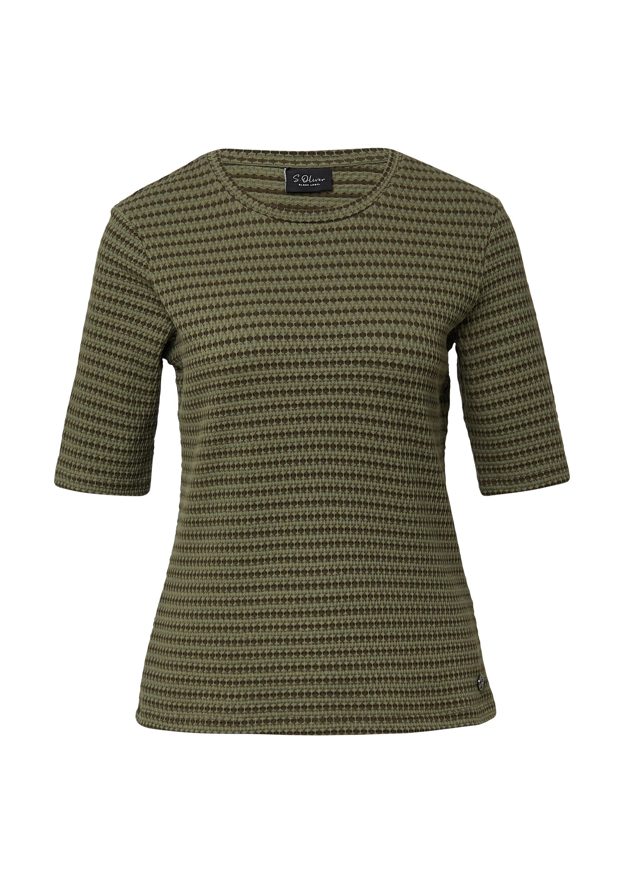 s.Oliver Kurzarmshirt T-Shirt Bicolor-Shirt mit Strukturmuster günstig online kaufen