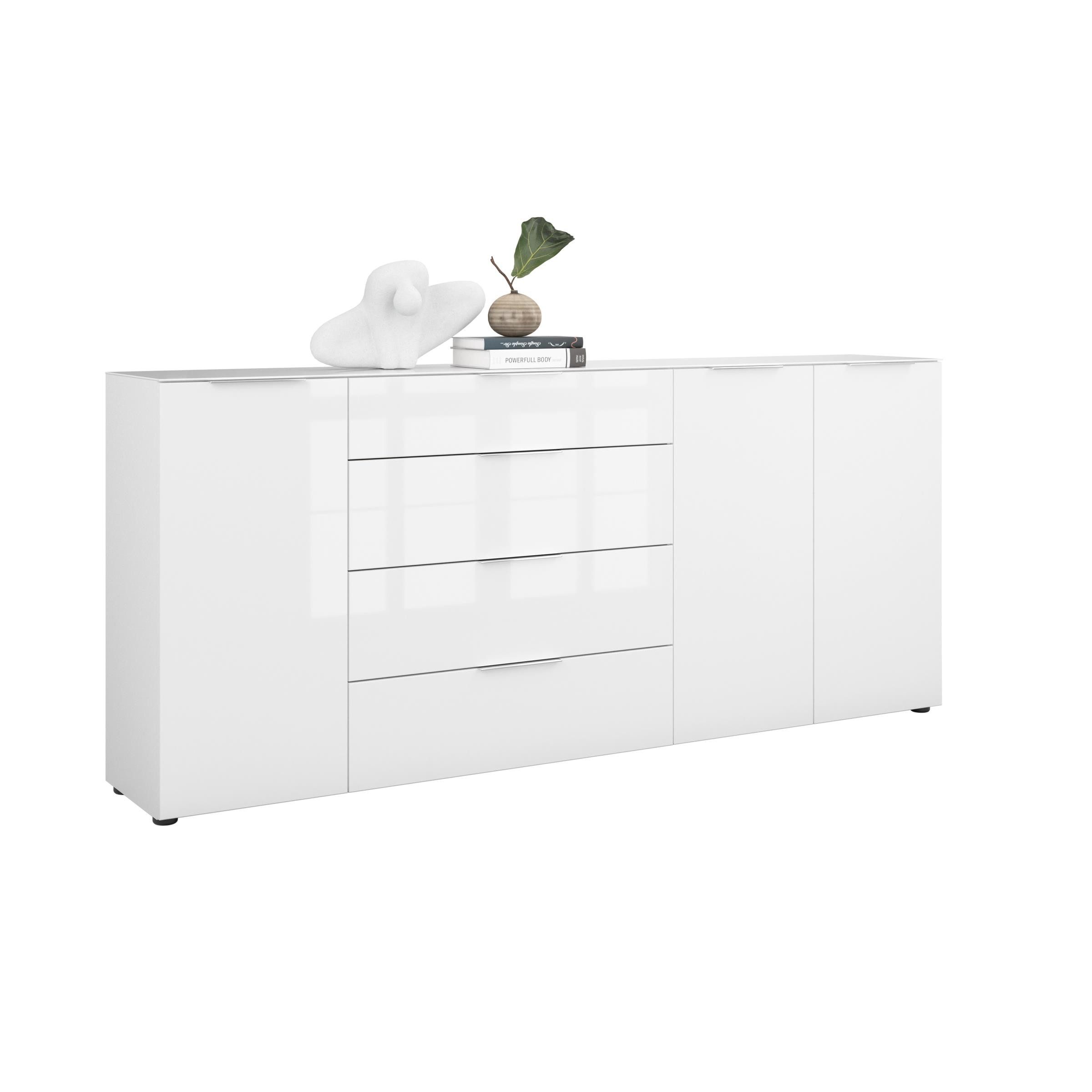 freiraum Sideboard Style, in weiß matt - Weißglas - 225x98,7x40cm (BxHxT)