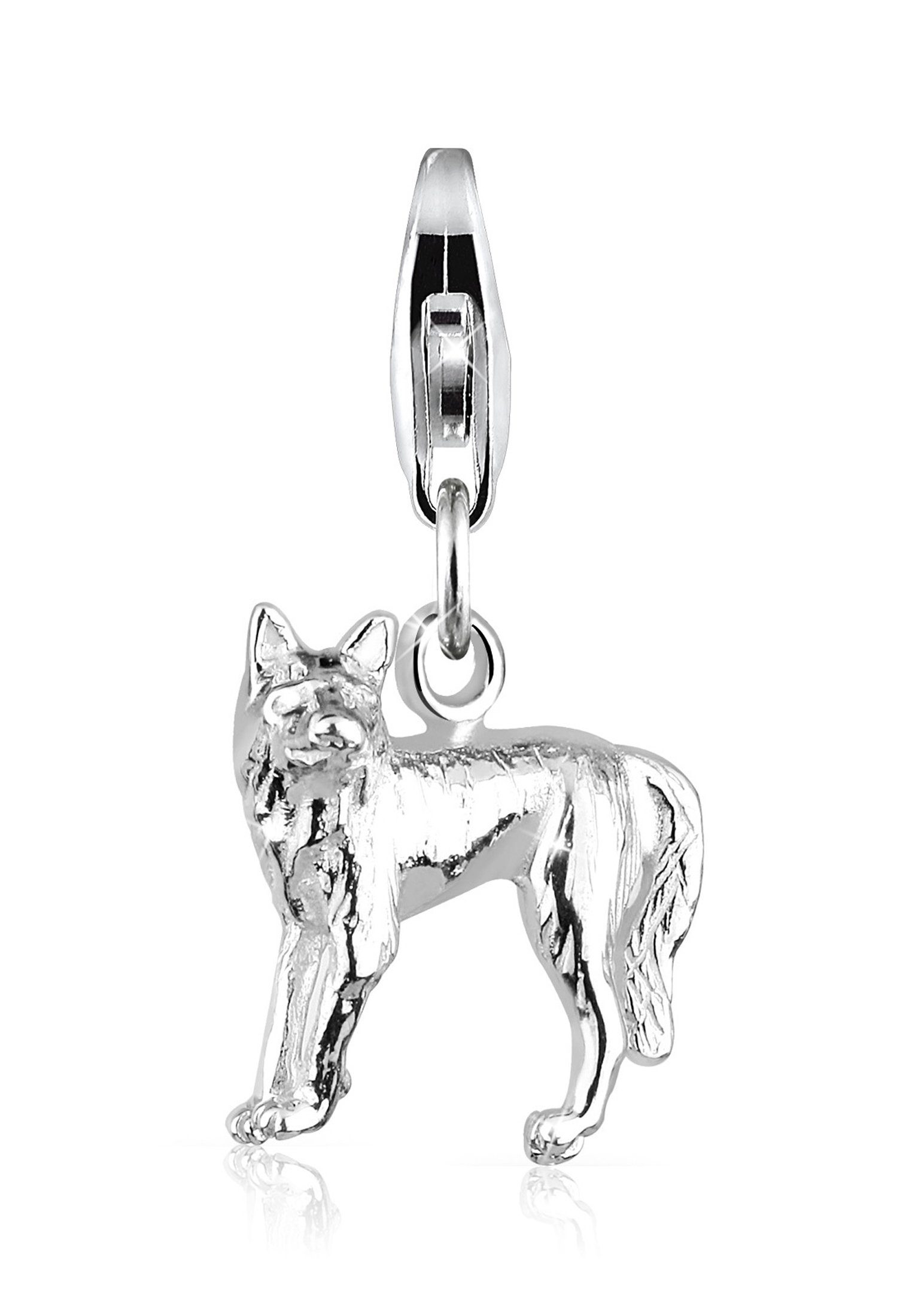 Elli Charm-Einhänger Wolf Natur Tier 925 Silber, Wolf