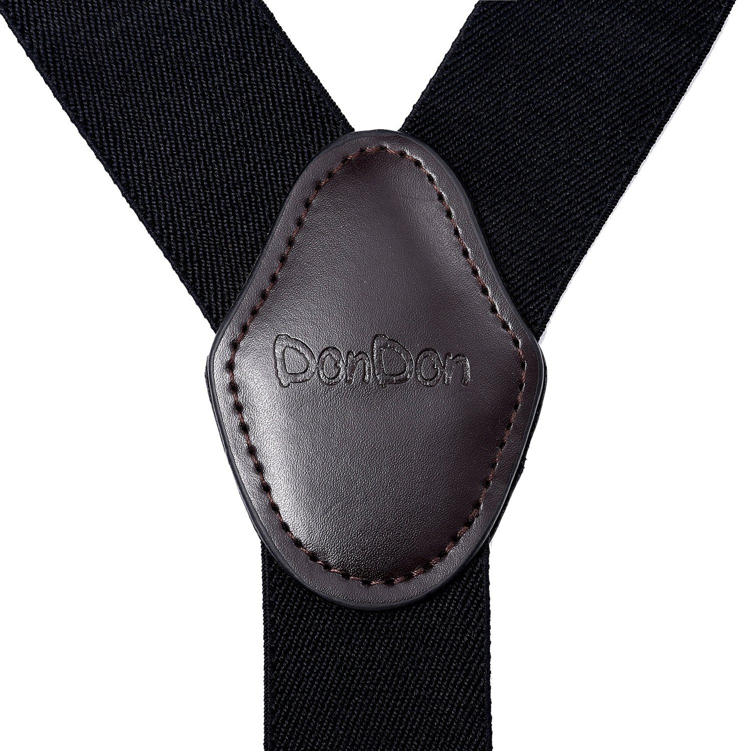 DonDon Hosenträger für Herren 3,5 cm breit 4 Clips mit braunem Leder längenverstellbar (1-St) Y-Form, verstellbar mit Clipverschluß, elastisch – Bild 4 von 5