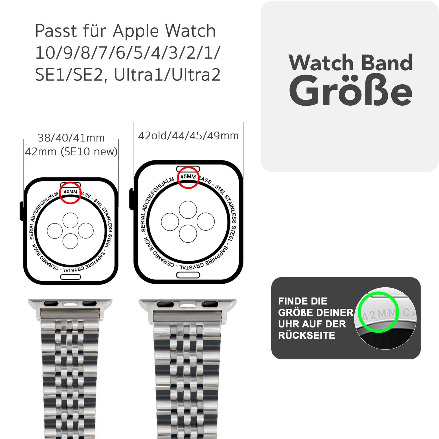 Nalia Smartwatch-Armband Apple Watch 38mm/40/41/42(Serie 10), günstig online kaufen