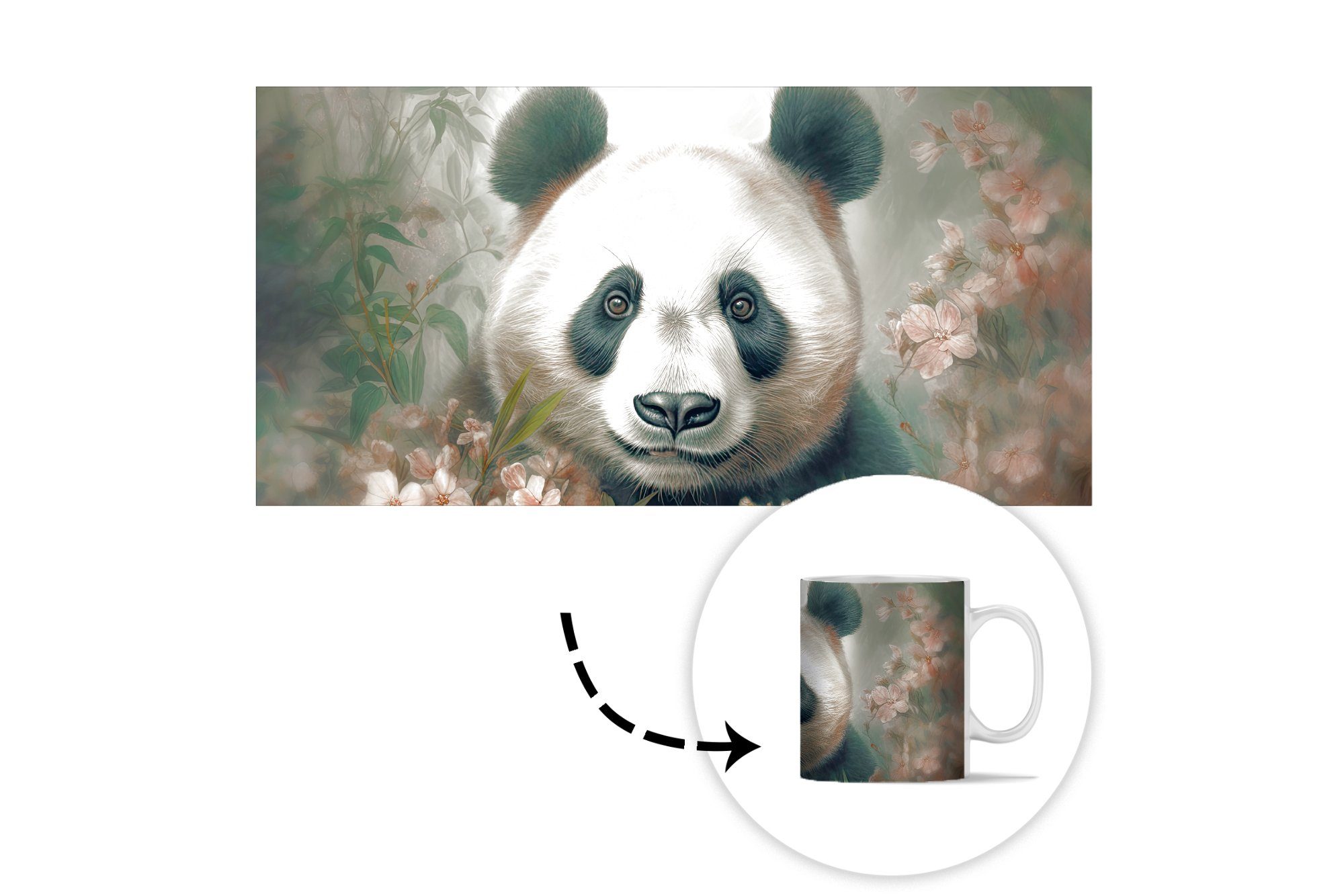 Keramik, MuchoWow Pflanzen, - Tiere Panda Geschenk - Becher, Teetasse, Tasse Kaffeetassen, Teetasse,