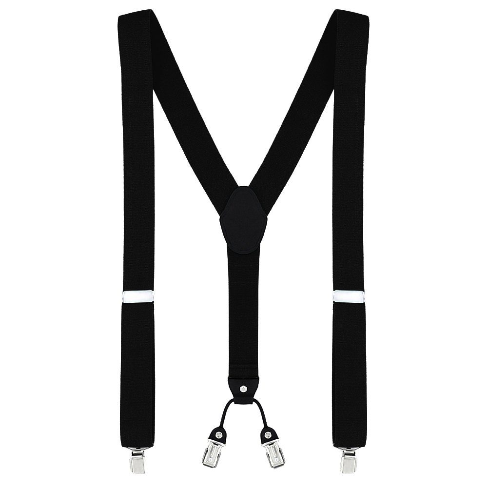 DonDon Hosenträger DonDon® Herren Hosenträger breit 4 Clips mit Leder in Y-Form elastisch (1-St) Y-Form, verstellbar mit Clipverschluß, elastisch