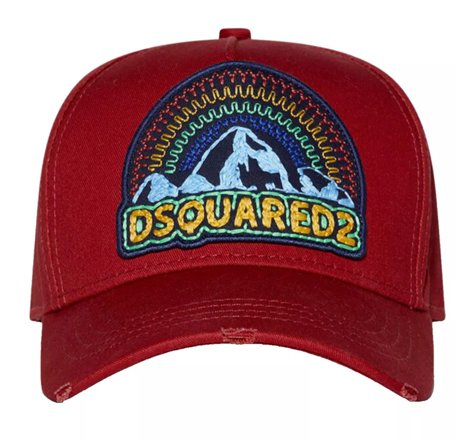 Dsquared2 Baseball Cap Rainbow Basebalkappe Heritage Icon Kappe Cap Hochwertiger bestickter Aufnäher mit Regenbogen- und Bergmotiv
