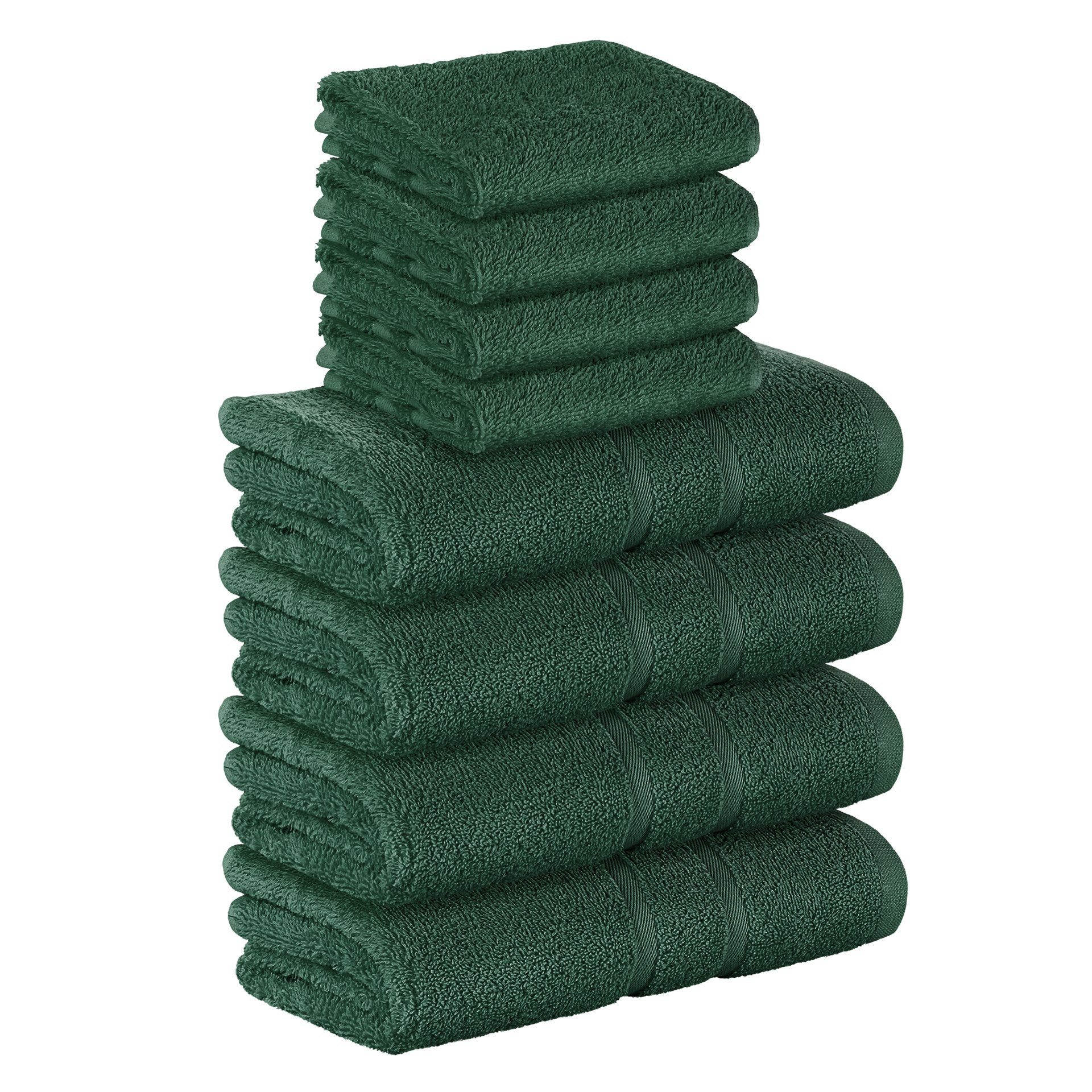 StickandShine Handtuch Set 4x Gästehandtuch 4x Handtücher als SET in verschiedenen Farben (8 Teilig) 100% Baumwolle 500 GSM Frottee 8er Handtuch Pack, 100% Baumwolle 500 GSM Dunkelgrün