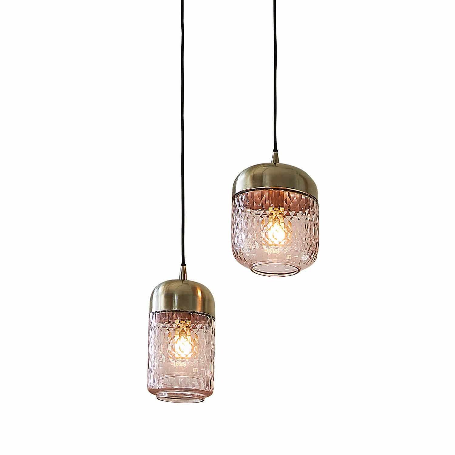 Mirabeau Hängeleuchten Hängelampe 2er Set Jolivienne rosa/silber günstig online kaufen