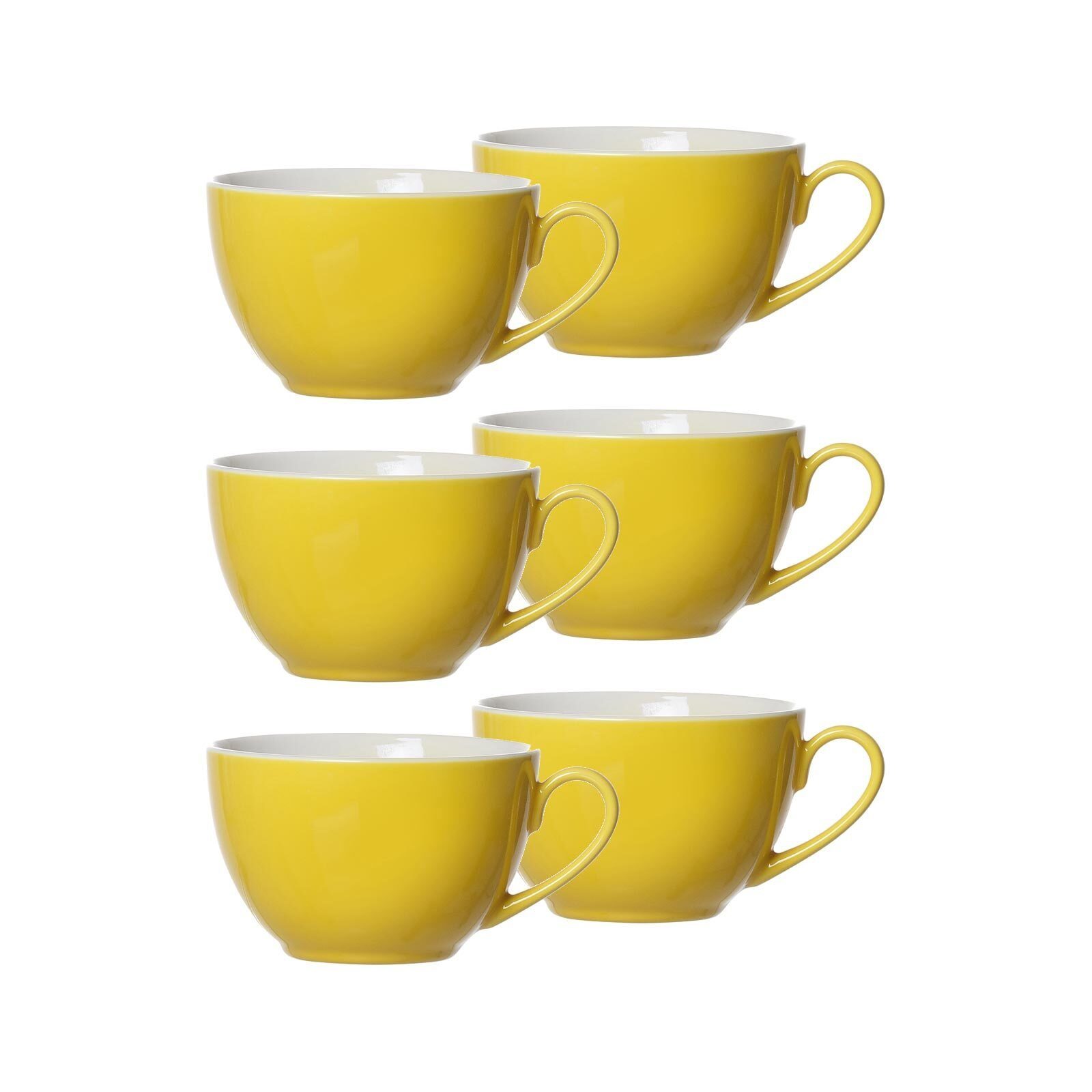 Ritzenhoff & Breker Tasse Doppio Kaffeetassen 200 ml 6er Set, Porzellan Gelb