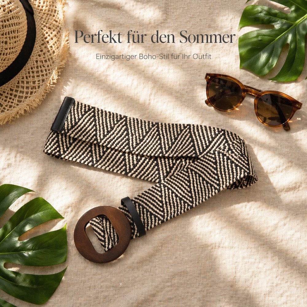 nsihing Flechtgürtel Damen, breiter Taillengürtel für Kleider, gewebter Boho-Gürtel Wide Waist Dress Band Geflochtene Gürtel