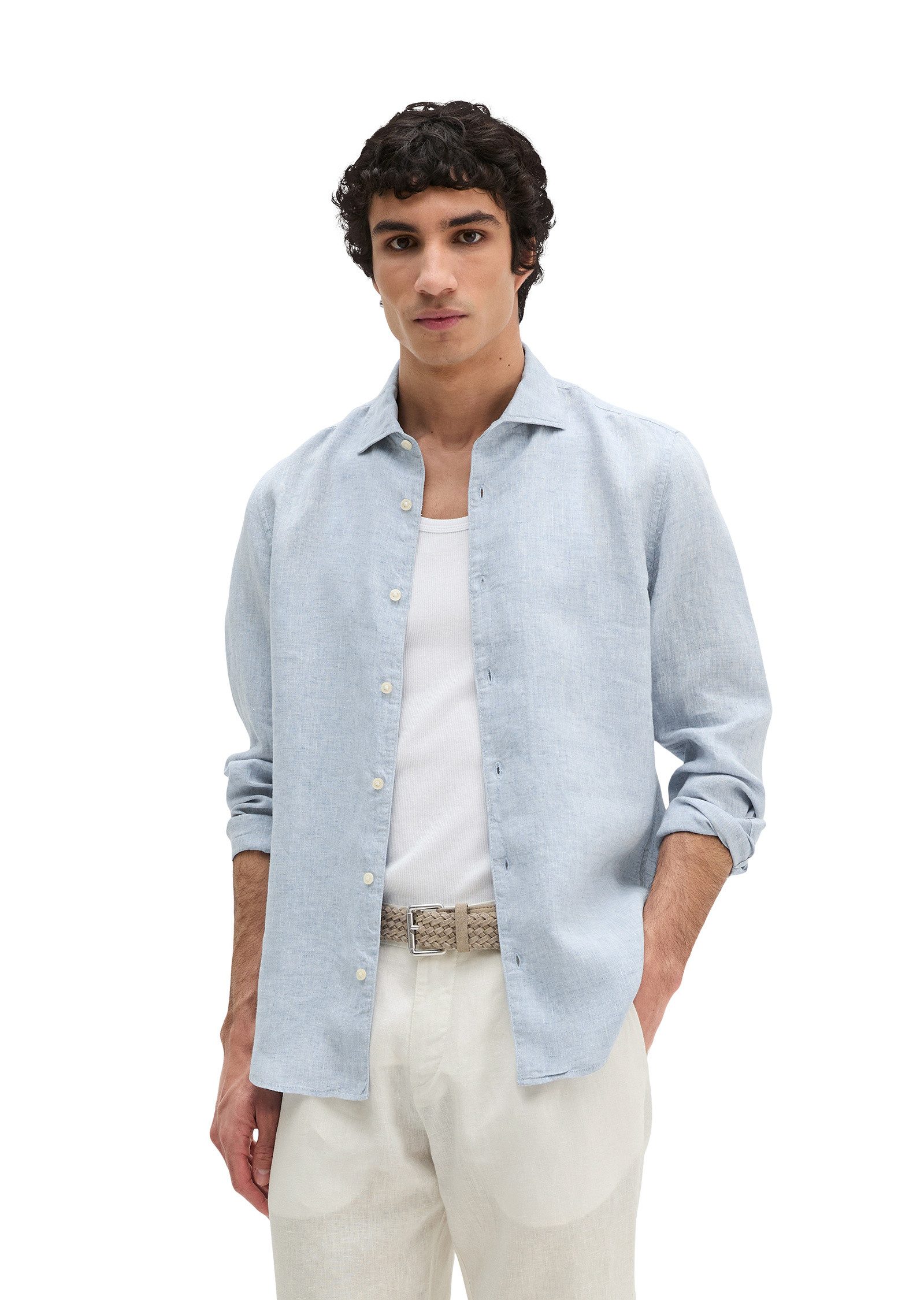 Marc O'Polo Langarmhemd aus feinem Leinen-Chambray