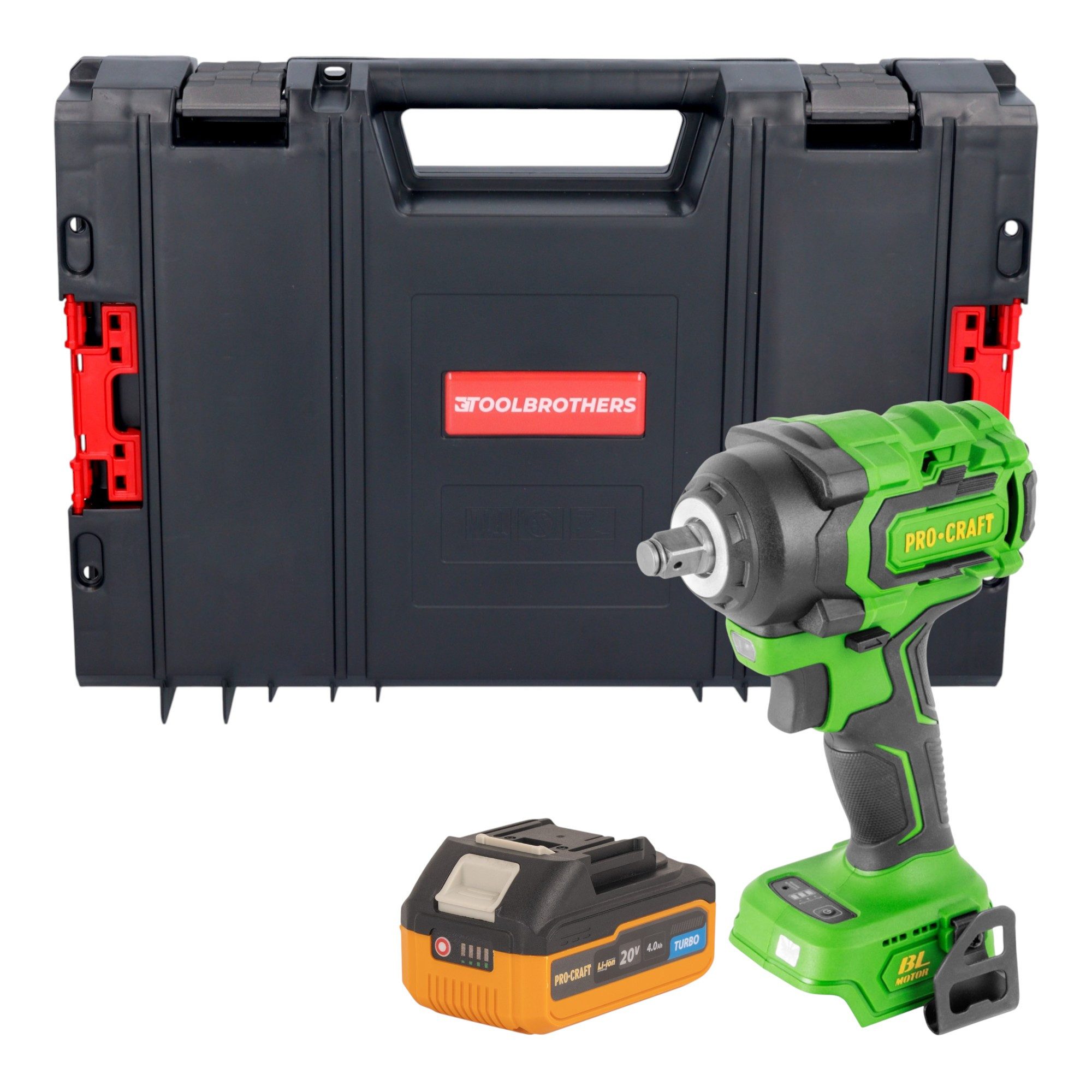 PRO CRAFT Akku-Schlagschrauber PWA18bb 20 V 550 Nm + 1x Akku 4,0 Ah + RHINO Toolcase - ohne Ladegerät