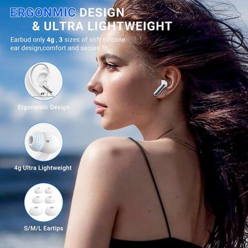 Monyhigh Kabellos Bluetooth 5.3 In Ear mit 4 HD Mikrofon,ENCCallNoiseCancelling In-Ear-Kopfhörer (Klare Anrufe und einfache Bedienung für bequeme Kommunikation unterwegs., 2H Spielzeit, LED-Anzeige,HiFi Stereo IP7 Wasserdicht Ohrhörer 2024)