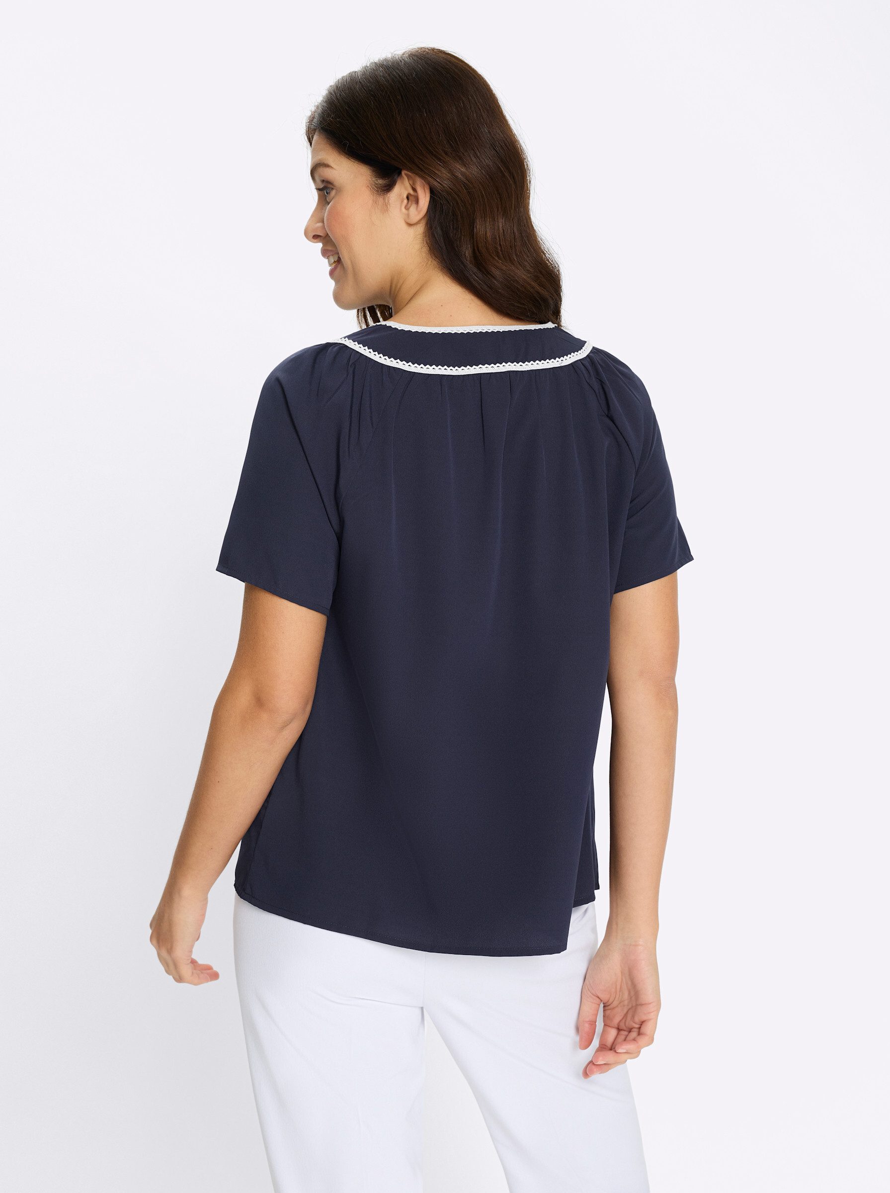Sieh an! Klassische Bluse Schlupfbluse Kurzarm günstig online kaufen