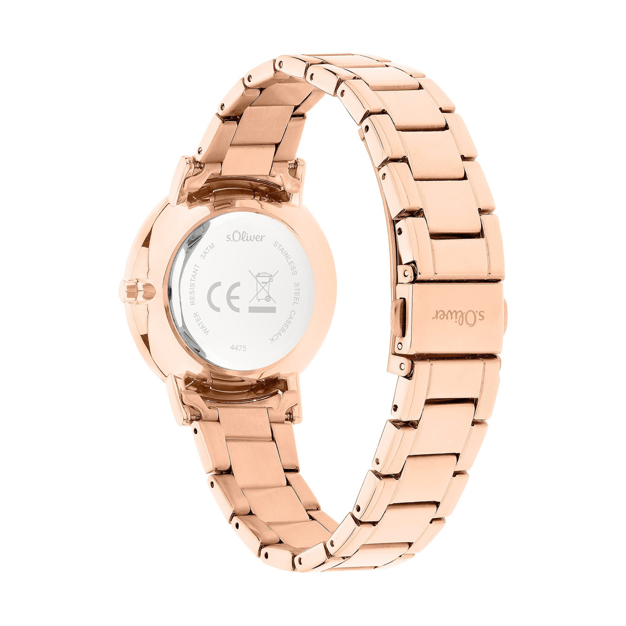 s.Oliver Quarzuhr Modern Basics SO-4475-MQ, Armbanduhr, Damenuhr, Edelstahlarmband, analog
