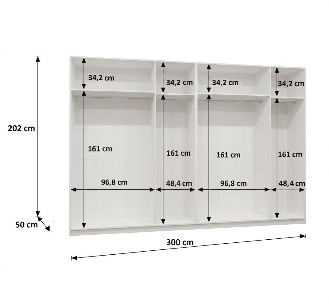ABIKS MÖBEL Drehtürenschrank MARBELLA 1 Schlafzimmerschrank mit Kleiderstange und Regalen