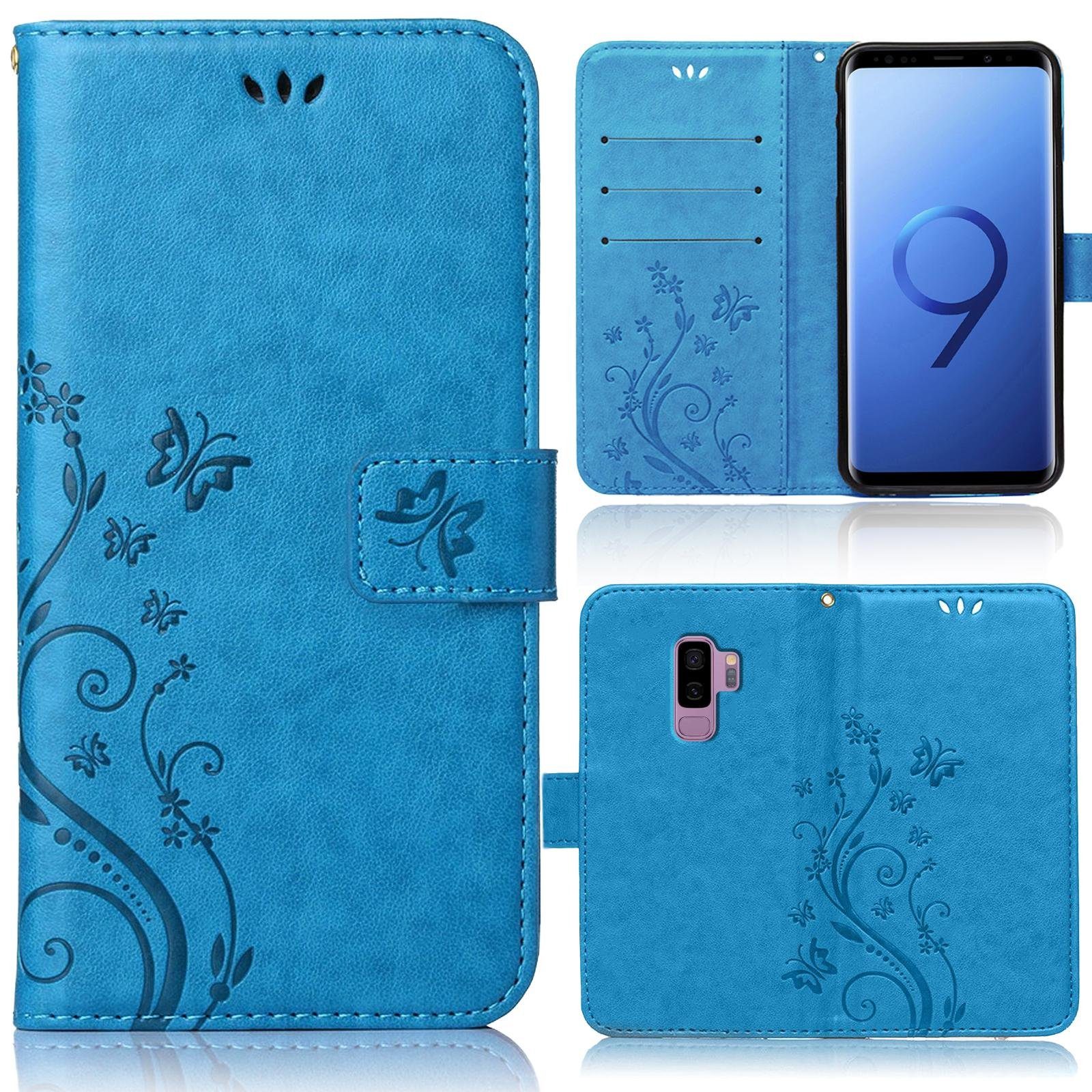 Numerva Handyhülle Bookstyle Flower für Samsung Galaxy S9 Plus, Handy Tasche Schutzhülle Klapphülle Flip Cover mit Blumenmuster