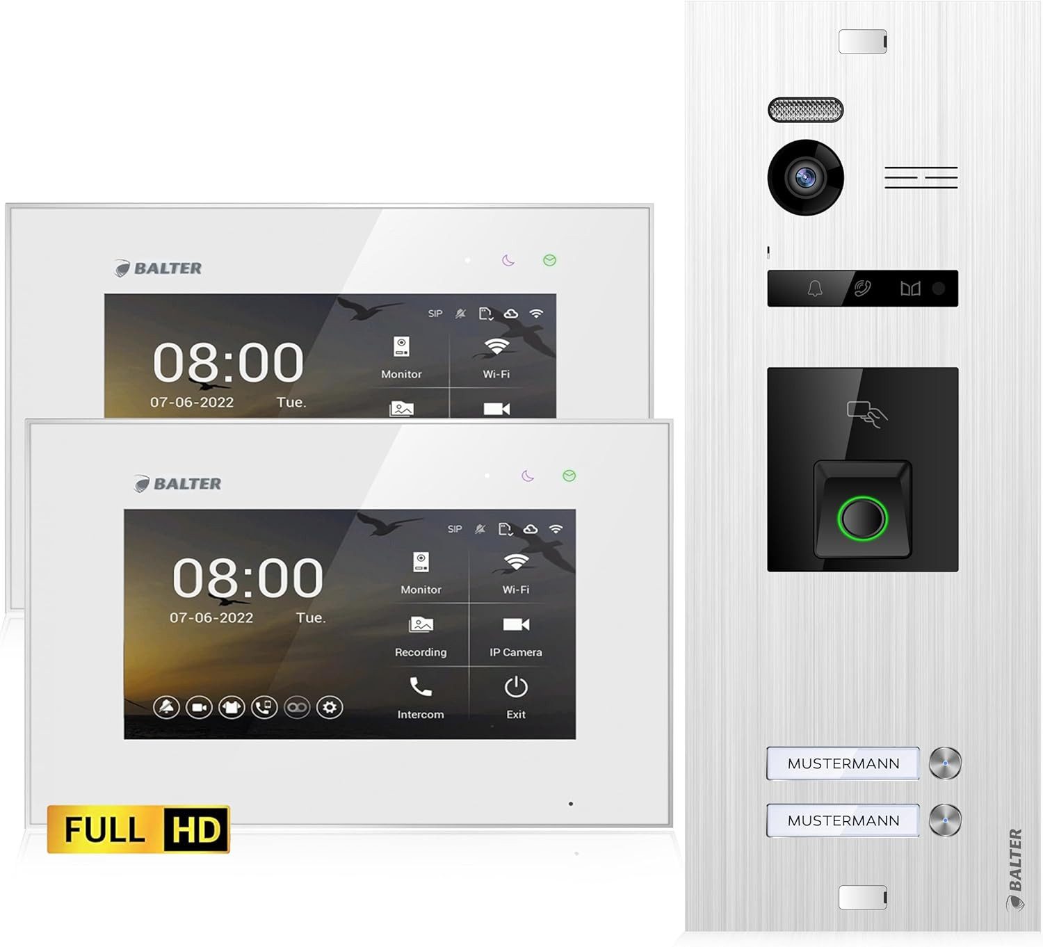 Balter Video-Türsprechanlage EVO HD Zweifamilienhaus (Komplettsett, 2-tlg., Full HD Kamera, Interkom, Videokommunikation)