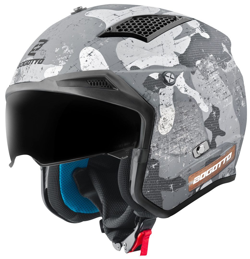 Bogotto Motorradhelm Radic Camo 22.06 Helm, Herausnehmbares Innenfutter,integriertes Sonnenvisier – Bild 4 von 5