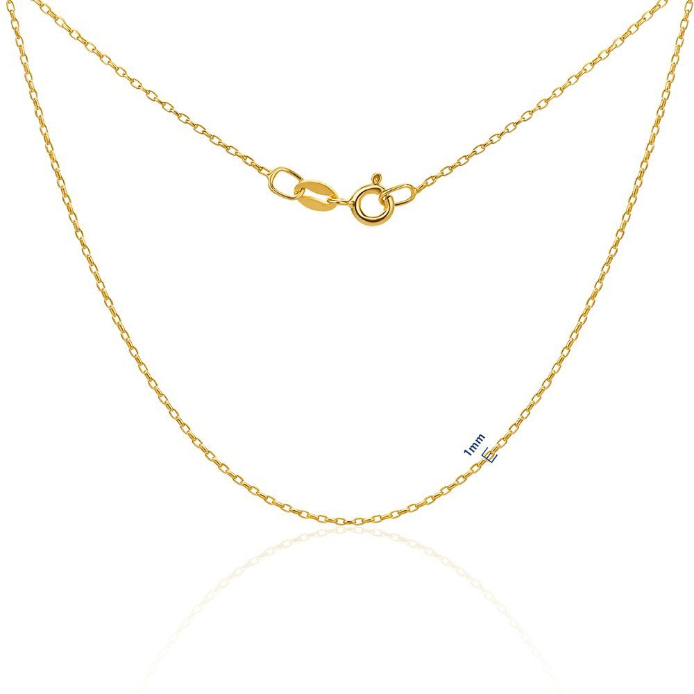 Miore Goldkette SIL033C - 18 kt vergoldete Silberkette 46 cm - 925er Sterling Silber, Damenhalskette Made in Italy