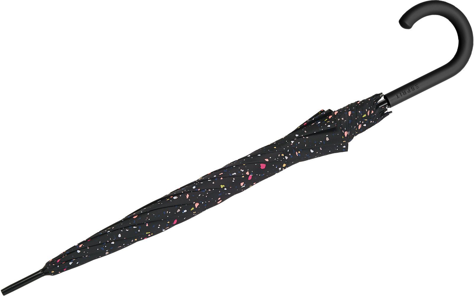 Esprit Dots - Damen groß, schwarz, - Sternenmuster stabil, Auf-Automatik verspieltem Langregenschirm mit Terrazzo