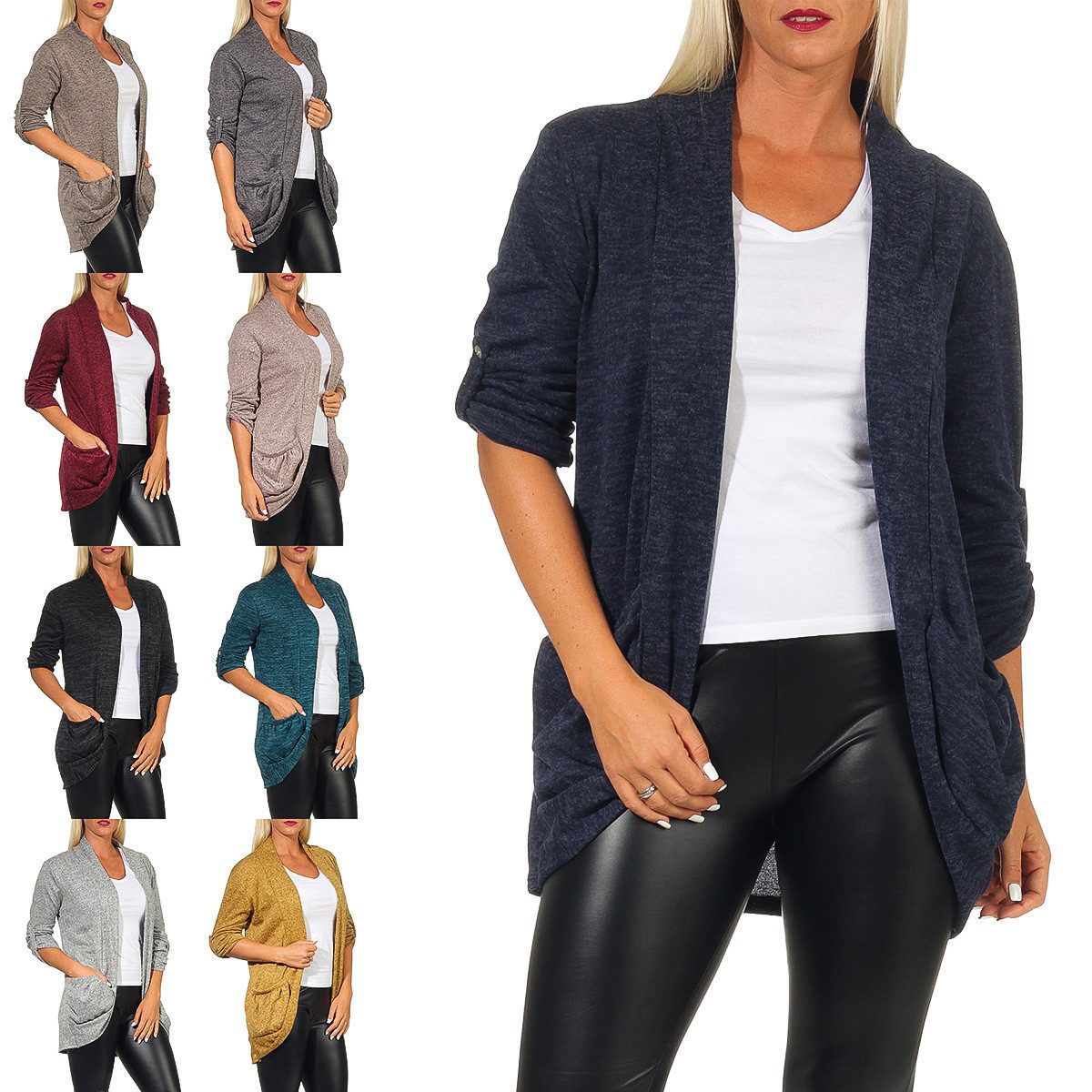 CLEO STYLE Cardigan Damen Strickjacke 402 Senf – Bild 4 von 4