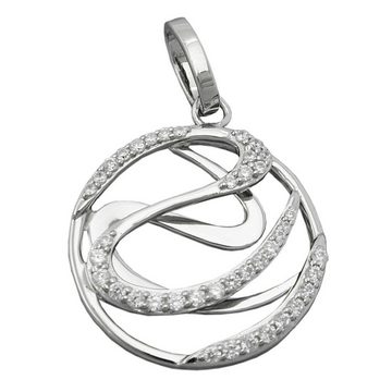 unbespielt Kettenanhänger Kettenanhänger Anhänger mit Zirkonias glänzend rhodiniert 925 Silber 23 mm inklusive Schmuckbox, Silberschmuck für Damen