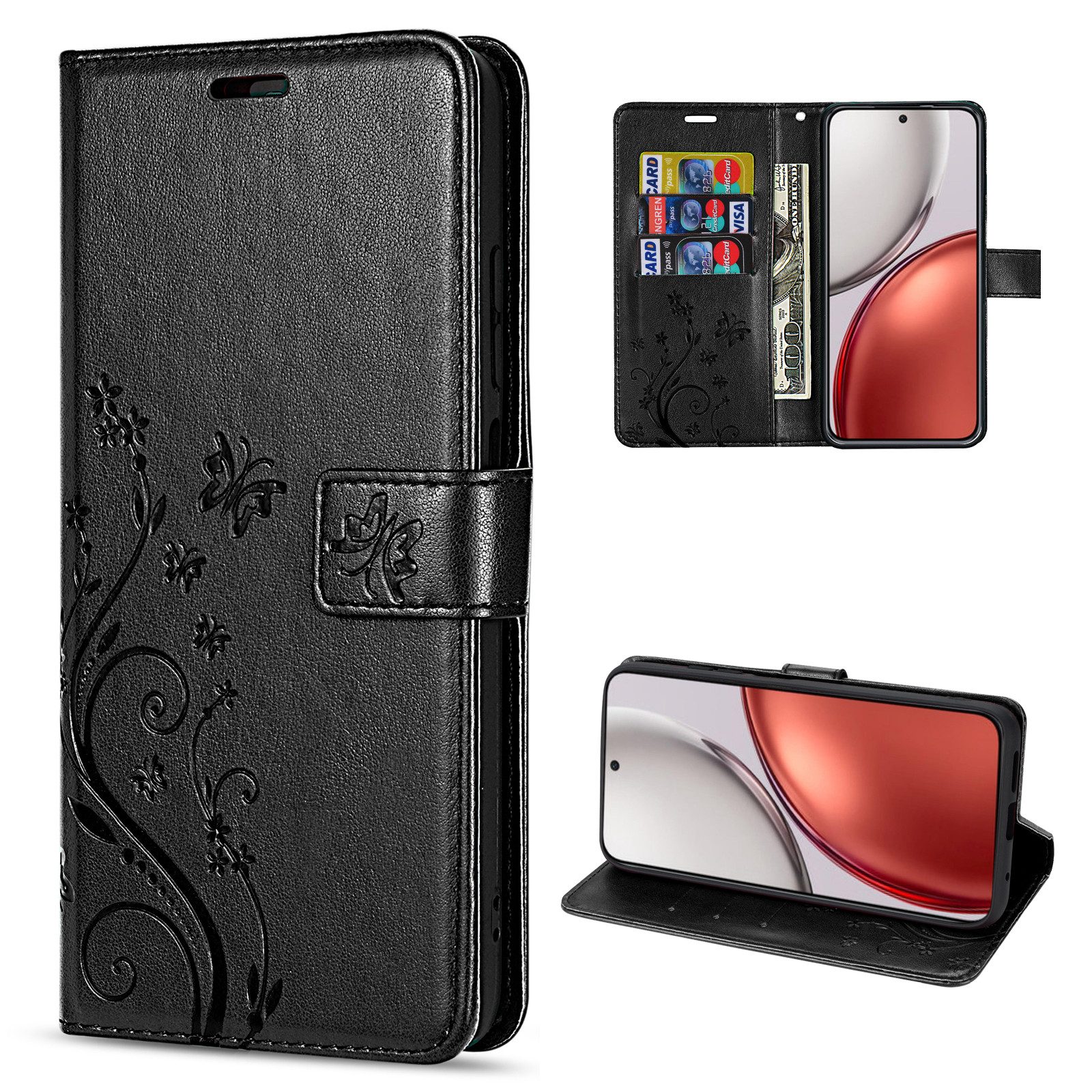 betterfon Handyhülle für Honor Magic 8 Lite Hülle Klapphülle Wallet Case Flip Cover Tasche, Klapptasche mit Magnetverschluss 3 Kartenfächer & Standfunktion