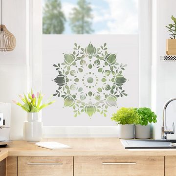 Fensterfolie statisch haftend Motiv Fensterdeko Lotus Mandala II Wellness, Bilderdepot24, blickdicht, Sichtschutzfolie selbsthaftend & repositionierbar inklusive Anleitung, Innen Fenster Tür Balkontür Küche Badezimmer Wohnzimmer Schlafzimmer