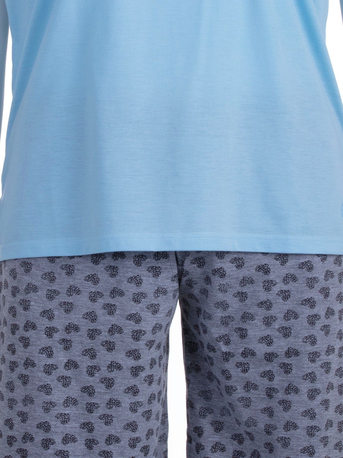 zeitlos Schlafanzug Pyjama Herzen Set blau Capri