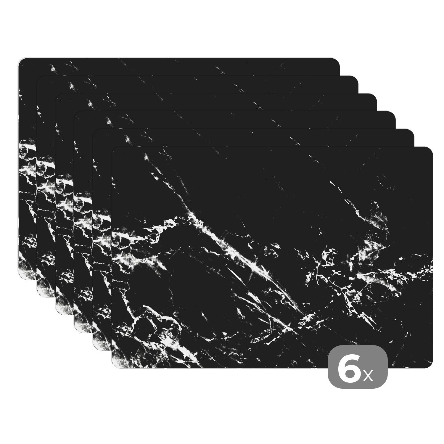 Platzset Schwarz - Weiß - Marmor - Luxus