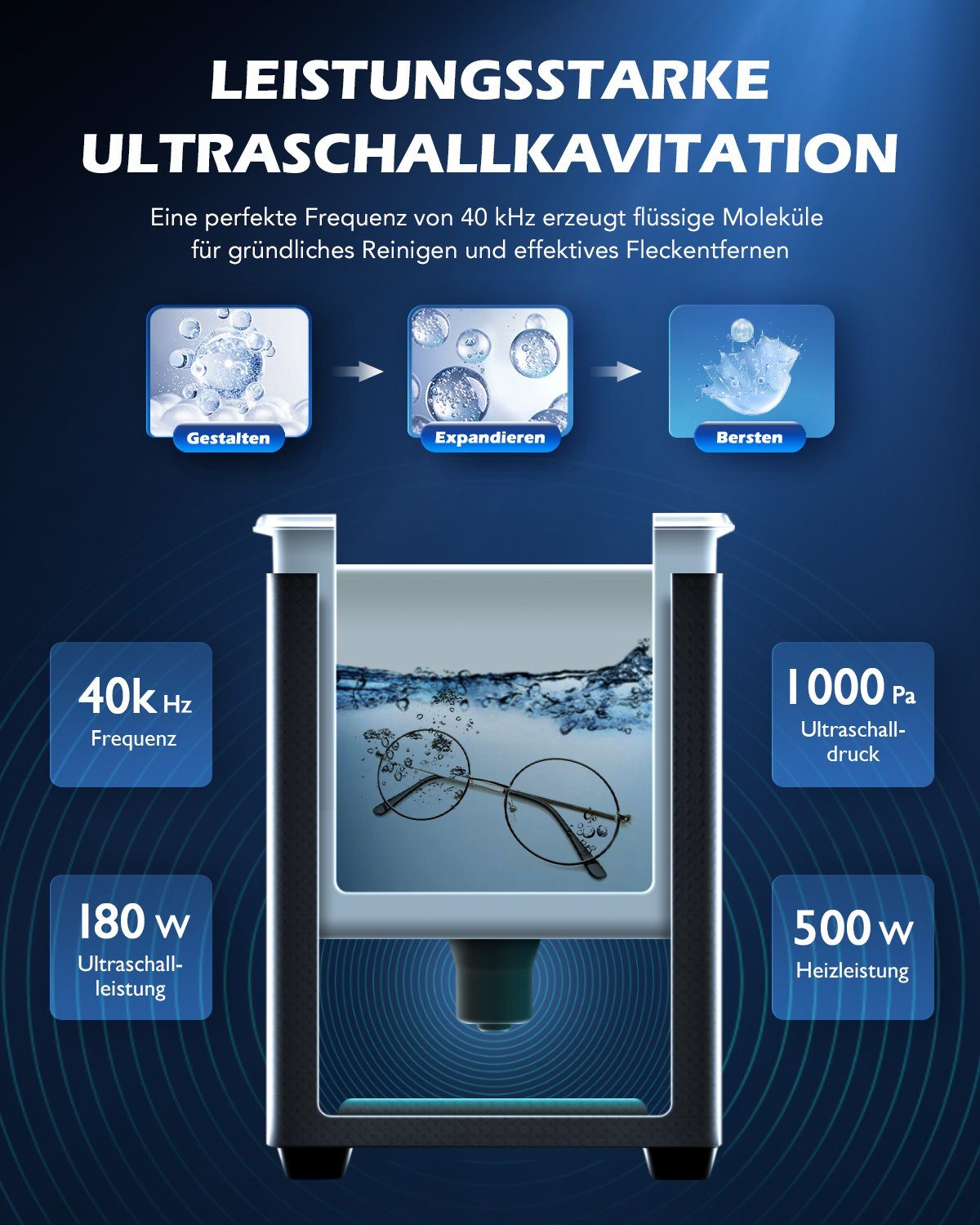 inkl. Reinigungsgerät CREWORKS Korb Ultraschall Ultraschallreiniger Ultraschallreinigungsgerät 6L