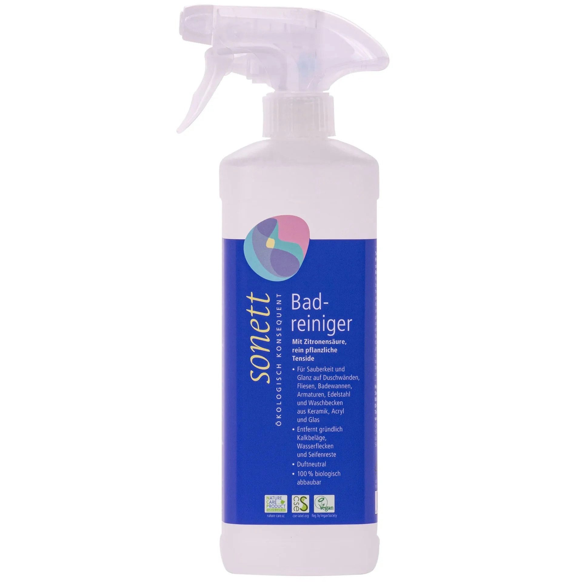 Sonett Badreiniger 500ml Sprühflasche Badreiniger (Duftneutral und farblos)