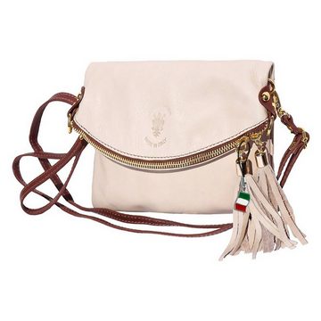 FLORENCE Umhängetasche Florence 3in1 Damen Abendtasche (Umhängetasche), Damen Leder Umhängetasche, Clutch, braun, beige ca. 23cm