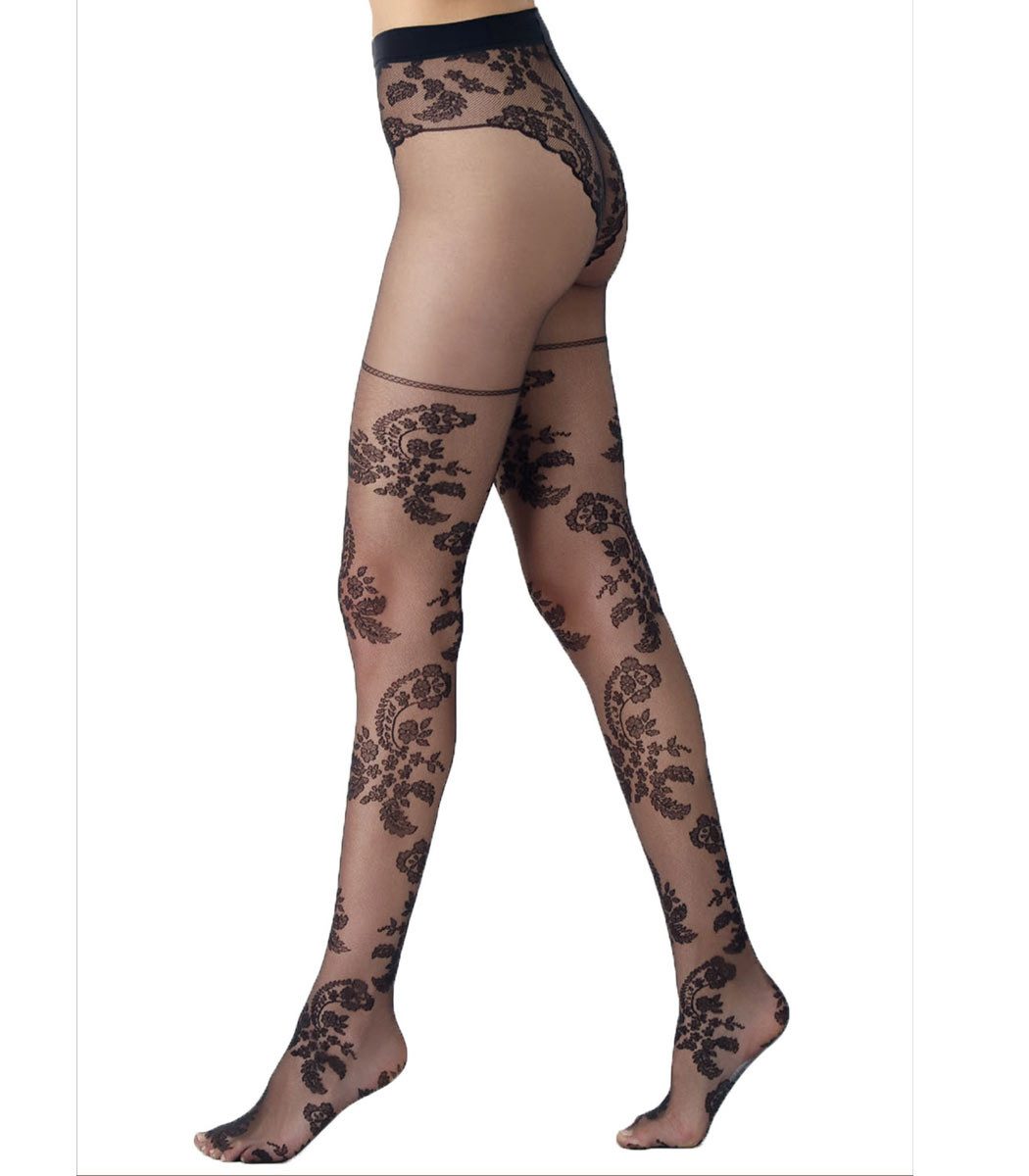 Oroblú Feinstrumpfhose auf Tüllunterlage PAISLEY 20 DEN (Packung 1 St. 1er-Pack) transparent & matt