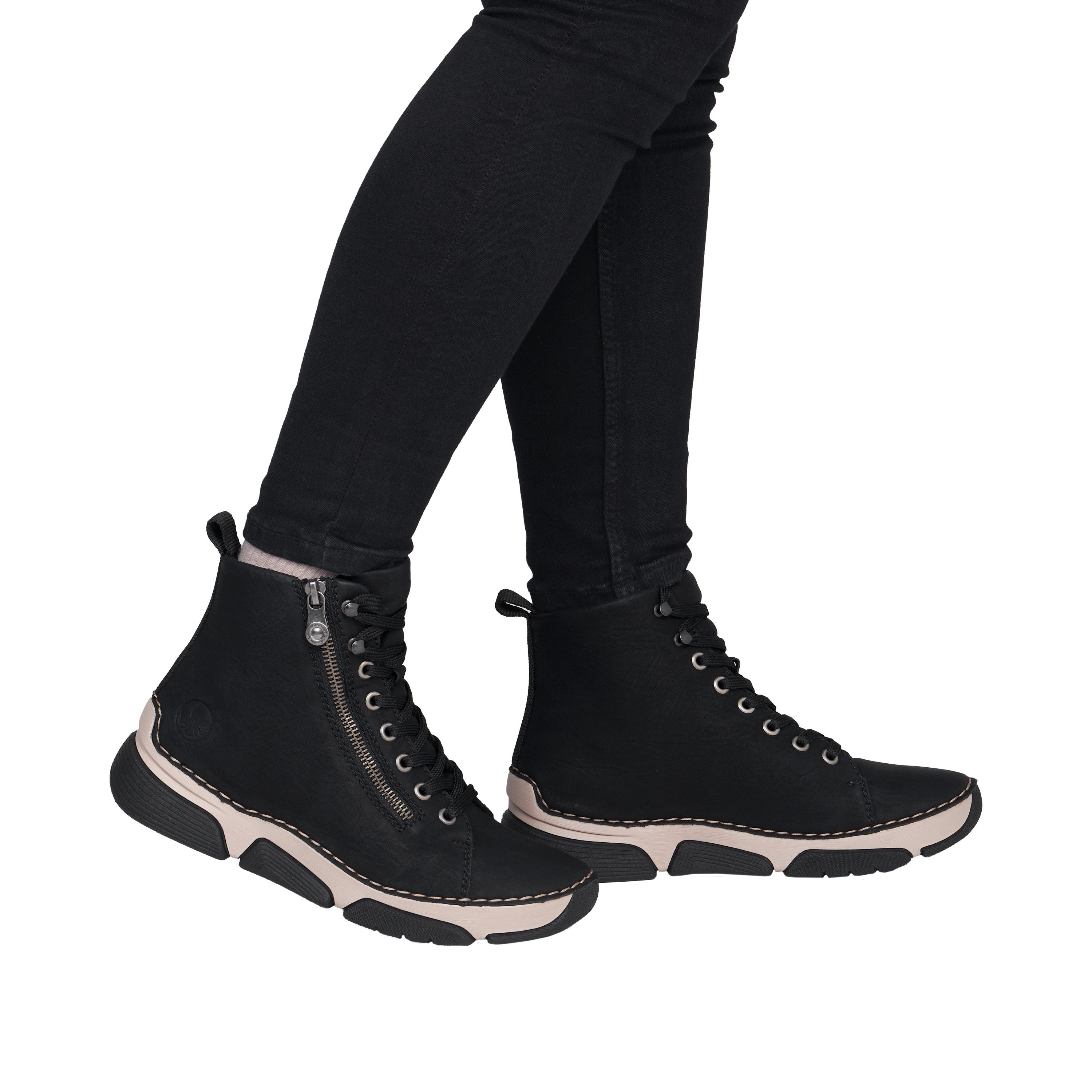Rieker Sneaker Freizeitschuh, Halbschuh, Schnürschuh mit Kontraststeppung