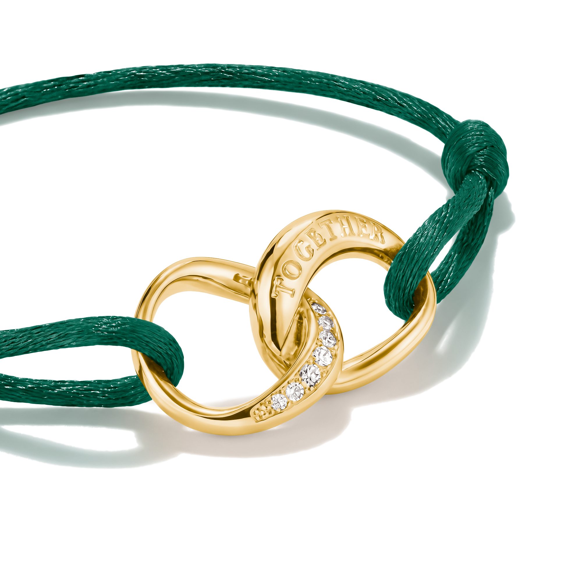 THOMAS SABO Armband Together Textilarmband gelbgoldfarben, mit Zirkonia (synth)