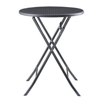 en.casa Campingtisch, »Mark« Klapptisch rund 60 x 74 cm Rattanoptik Schwarz