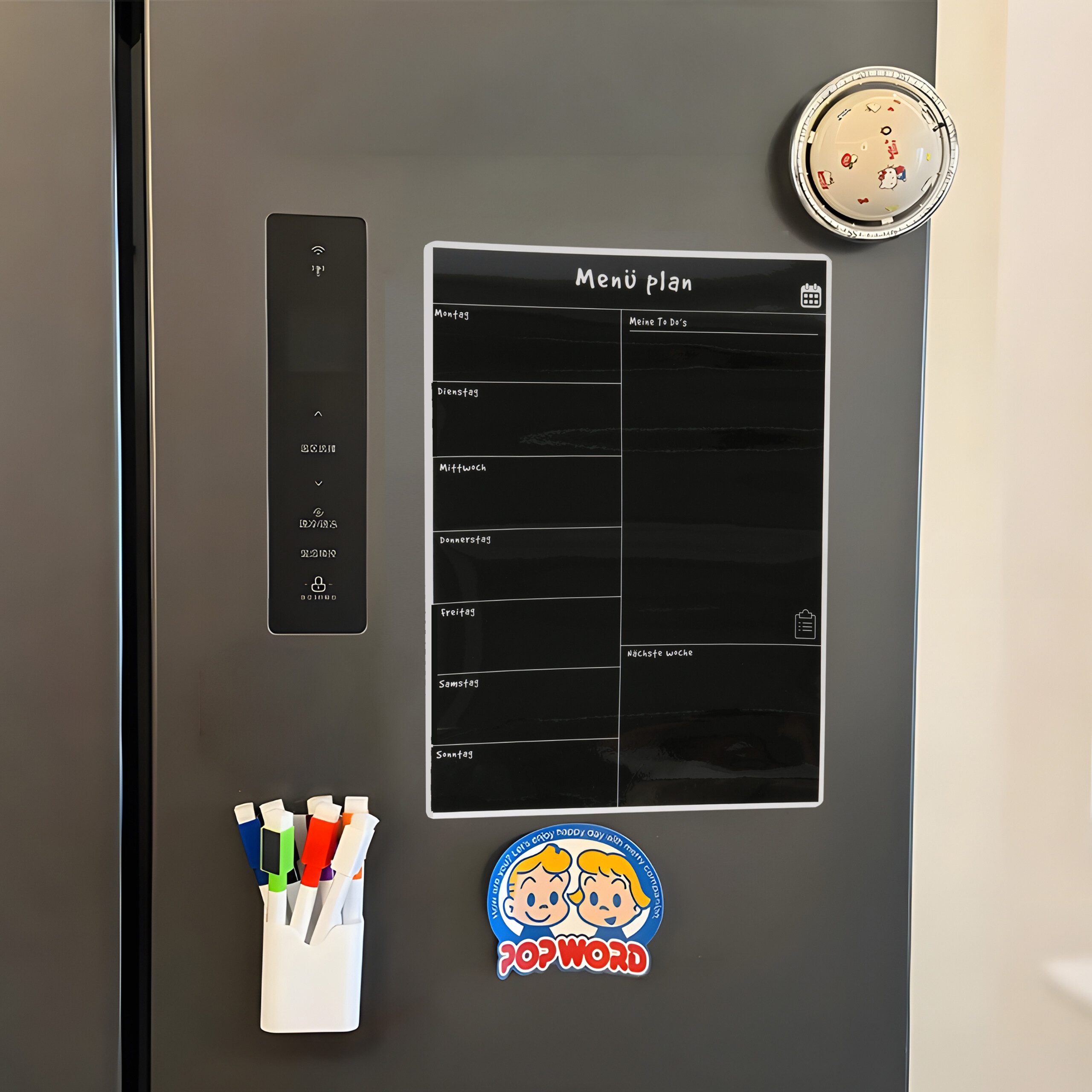 relaxdays Memoboard Speiseplan Wochenplaner magnetisch