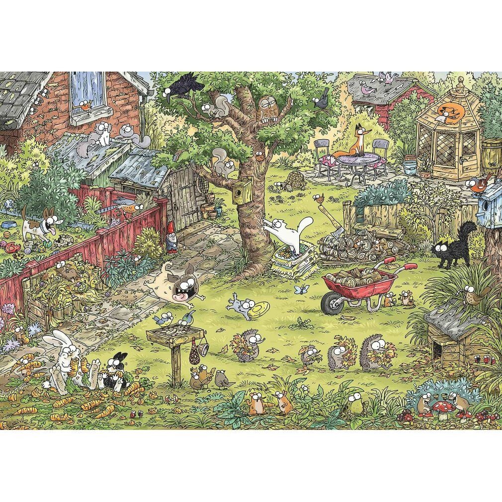HEYE Puzzle Dreieckiges 1000 Teile Puzzle - Simons Katze: Abenteuer im Garten, Puzzleteile