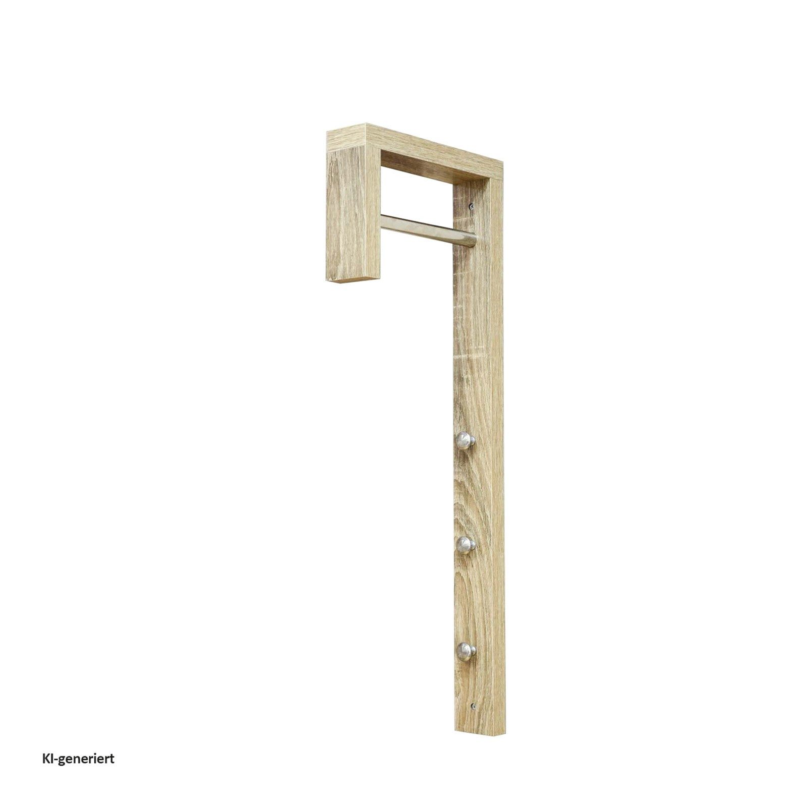 HTI-Living Garderobe Garderobenleiste Altona Sonoma (Stück, 1 St., 1 Garderobenleiste), Garderobe mit 3 Haken und 1 Stange für Kleiderbügel